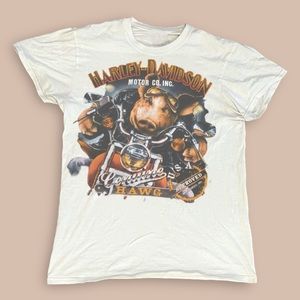 Harley Davidson White Large Motor Co. Hawg Vintage Tee